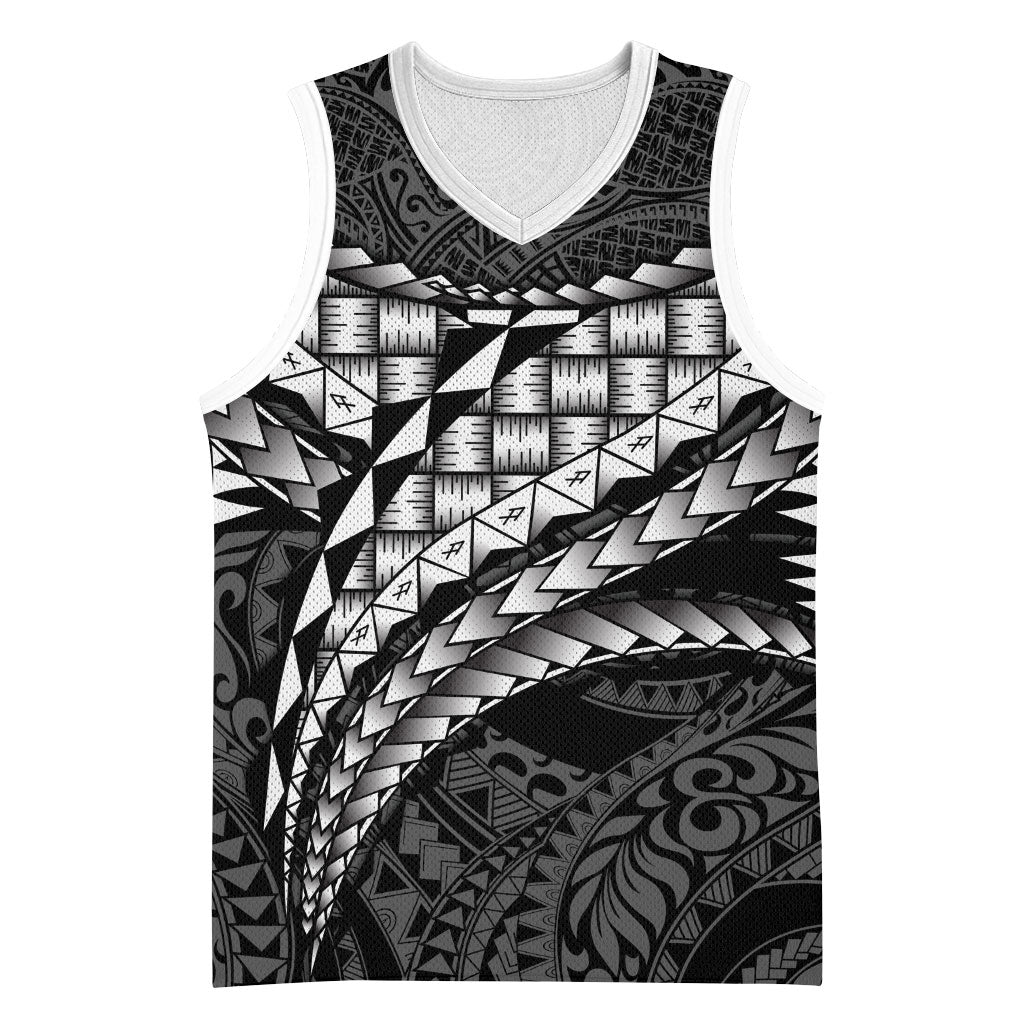 Hawaii Lauhala Tattoo Basketball Jersey Hawaiian Hala Leaf Weaving LT14 Unisex Black - Polynesian Pride