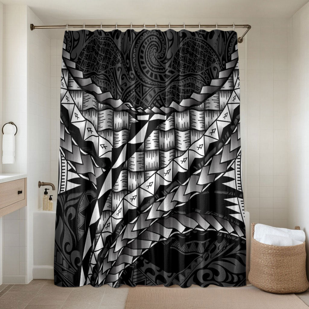 Hawaii Lauhala Tattoo Bathroom Set Hawaiian Hala Leaf Weaving LT14 Shower Curtain Only Black - Polynesian Pride