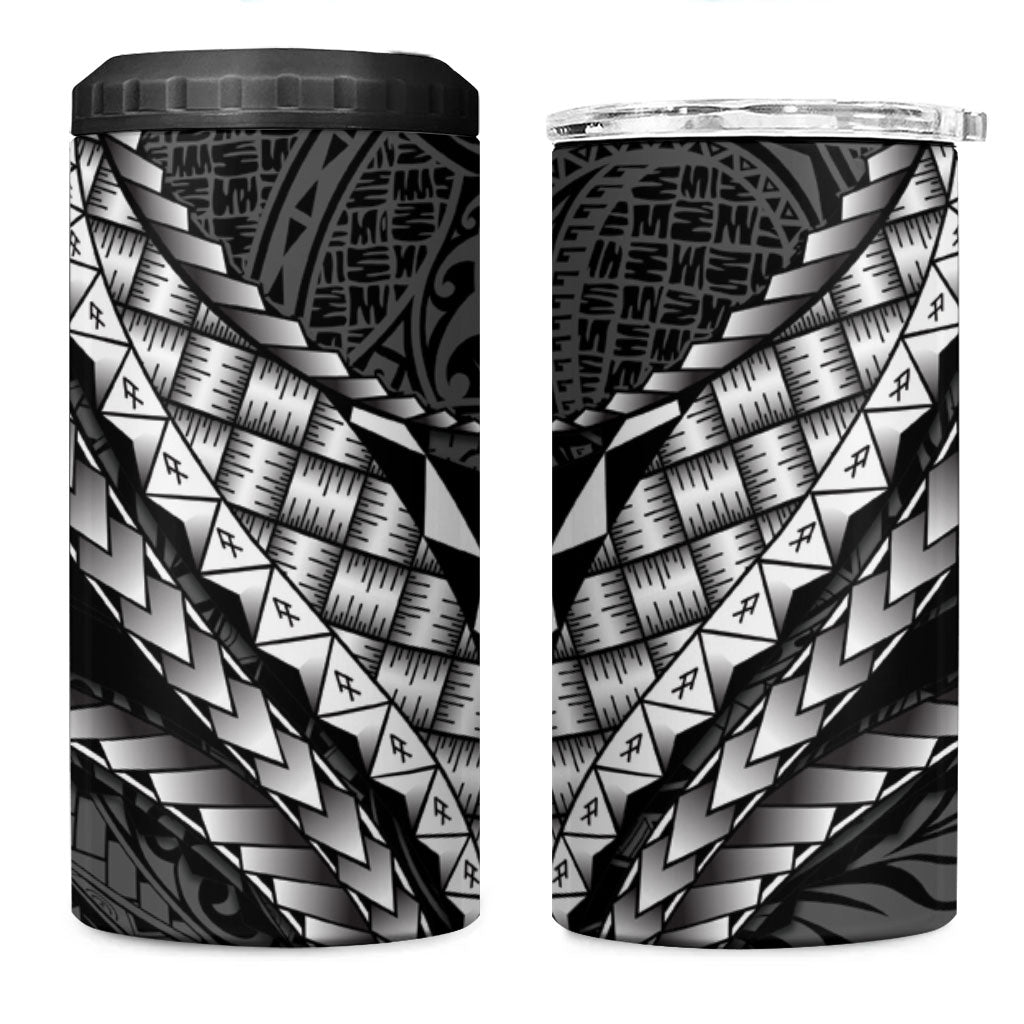 Hawaii Lauhala Tattoo 4 in 1 Can Cooler Tumbler Hawaiian Hala Leaf Weaving LT14 One Size: 16 oz Black - Polynesian Pride