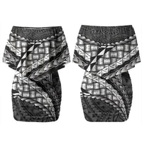 Hawaii Lauhala Tattoo Couples Matching Off Shoulder Short Dress and Long Sleeve Button Shirt Hawaiian Hala Leaf Weaving LT14 - Polynesian Pride