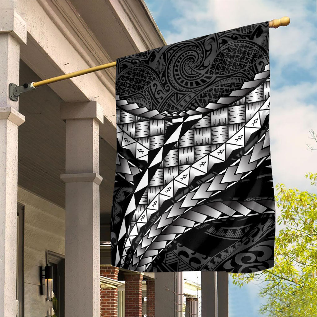 Hawaii Lauhala Tattoo Garden Flag Hawaiian Hala Leaf Weaving LT14 House Flag Black - Polynesian Pride