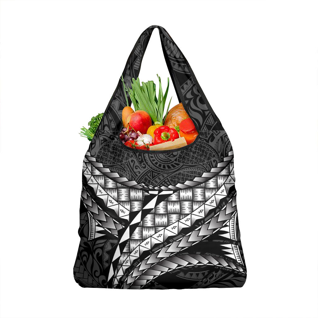 Hawaii Lauhala Tattoo Grocery Bag Hawaiian Hala Leaf Weaving LT14 1-pack One Size Black - Polynesian Pride