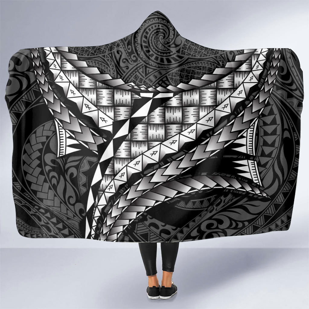 Hawaii Lauhala Tattoo Hooded Blanket Hawaiian Hala Leaf Weaving LT14 One Size Black - Polynesian Pride