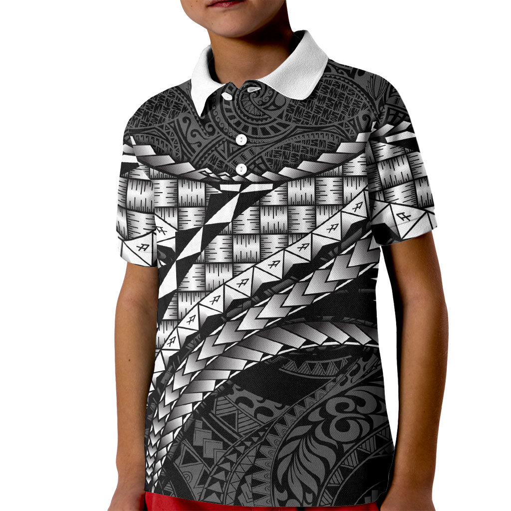 Hawaii Lauhala Tattoo Kid Polo Shirt Hawaiian Hala Leaf Weaving LT14 Kid Black - Polynesian Pride