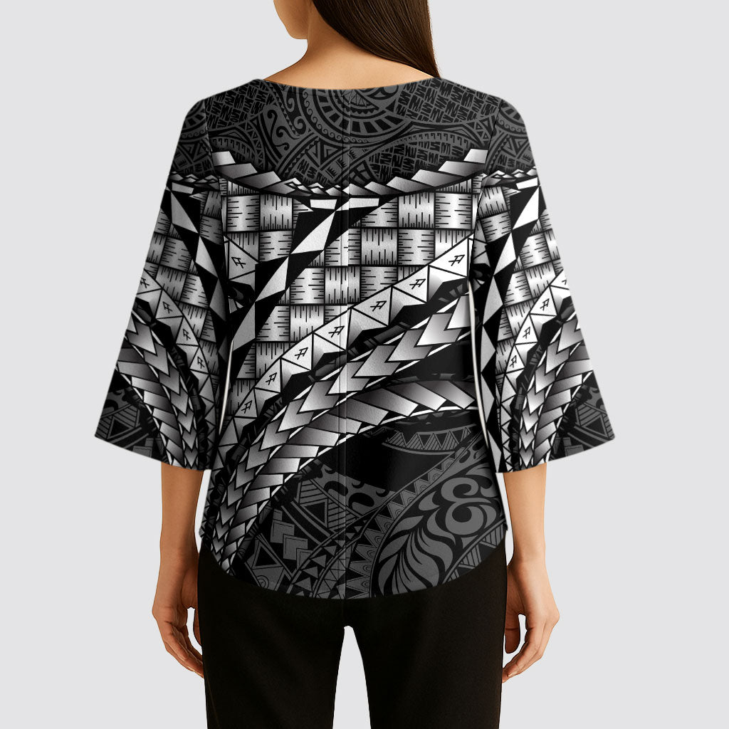 Hawaii Lauhala Tattoo Kimono Sleeve Blouse Hawaiian Hala Leaf Weaving
