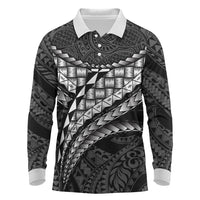 Hawaii Lauhala Tattoo Long Sleeve Polo Shirt Hawaiian Hala Leaf Weaving