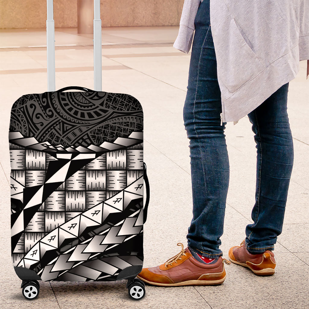 Hawaii Lauhala Tattoo Luggage Cover Hawaiian Hala Leaf Weaving LT14 Black - Polynesian Pride