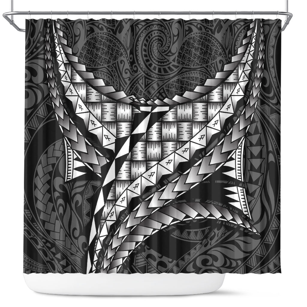 Hawaii Lauhala Tattoo Shower Curtain Hawaiian Hala Leaf Weaving LT14 Black - Polynesian Pride