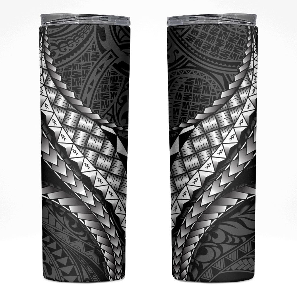 Hawaii Lauhala Tattoo Skinny Tumbler Hawaiian Hala Leaf Weaving LT14 Black - Polynesian Pride
