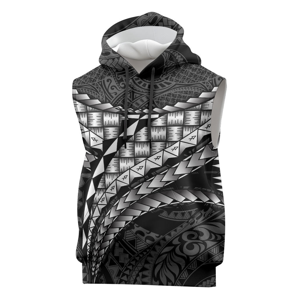 Hawaii Lauhala Tattoo Sleeveless Hoodie Hawaiian Hala Leaf Weaving LT14 Black - Polynesian Pride