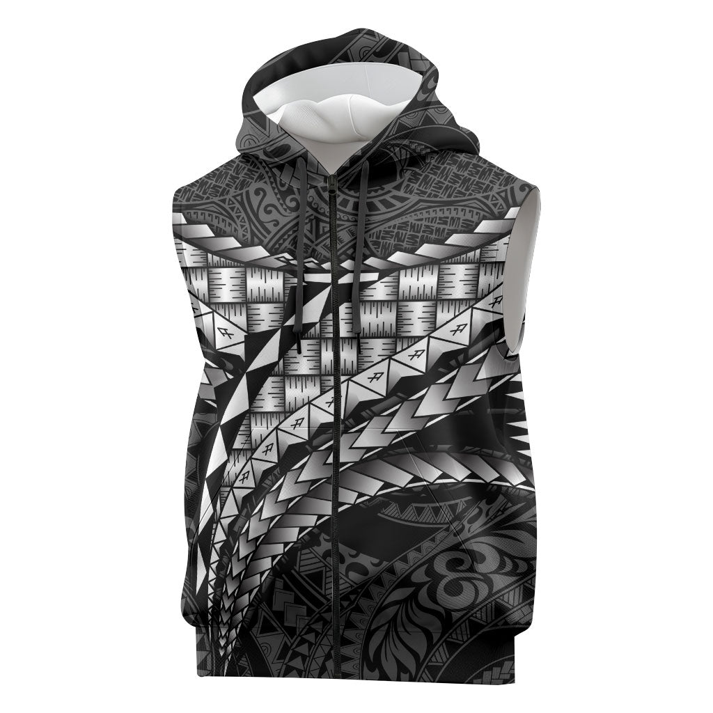 Hawaii Lauhala Tattoo Sleeveless Zip Hoodie Hawaiian Hala Leaf Weaving LT14 Black - Polynesian Pride