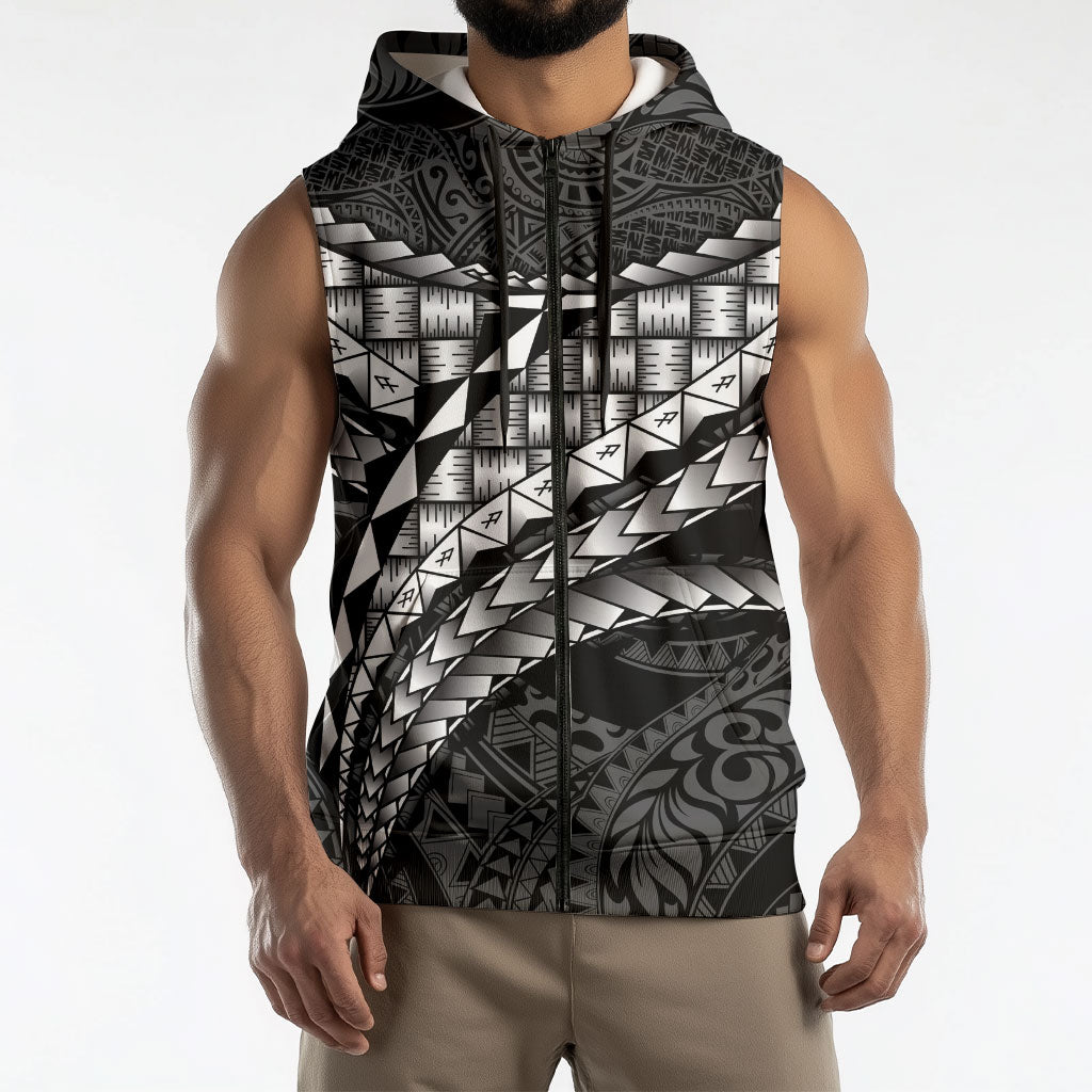 Hawaii Lauhala Tattoo Sleeveless Zip Hoodie Hawaiian Hala Leaf Weaving