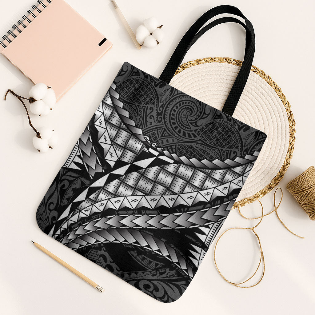 Hawaii Lauhala Tattoo Tote Bag Hawaiian Hala Leaf Weaving LT14 Black Strap One Size Black - Polynesian Pride