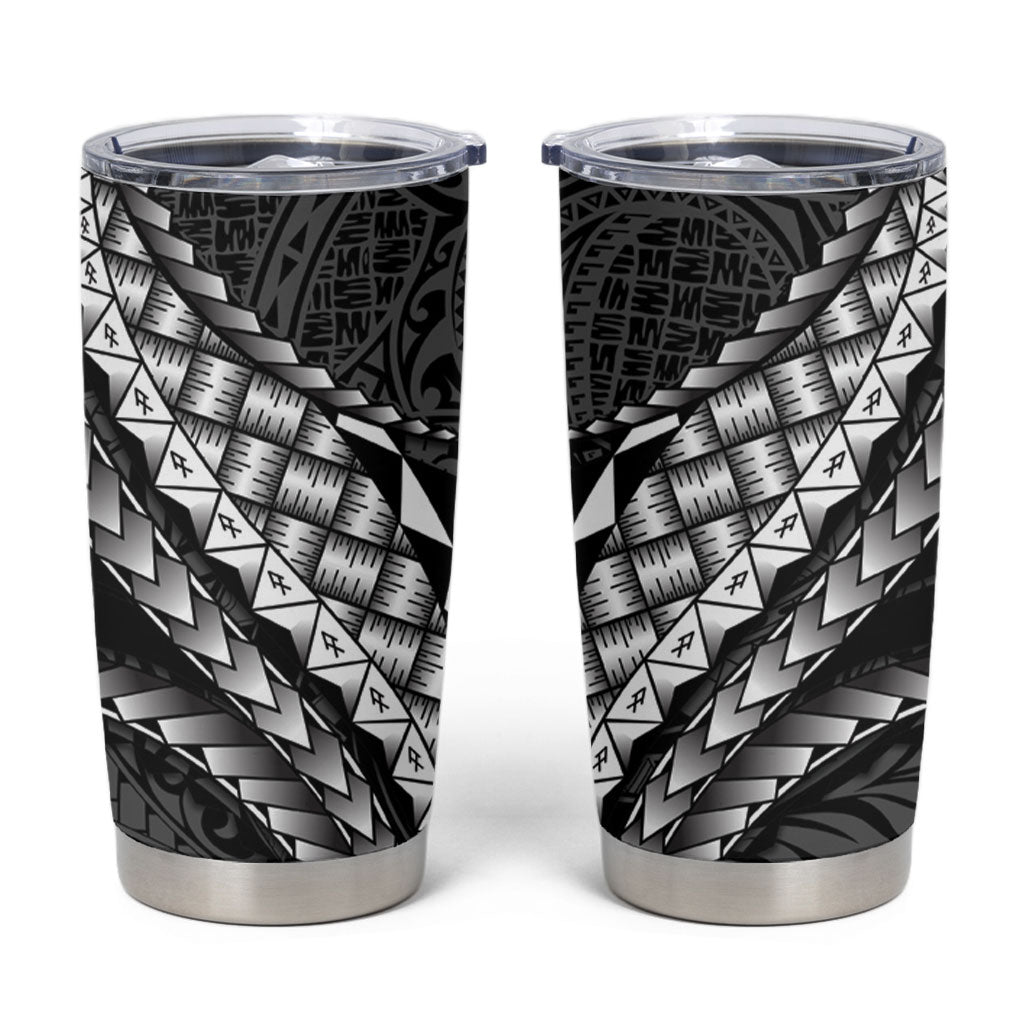 Hawaii Lauhala Tattoo Tumbler Cup Hawaiian Hala Leaf Weaving LT14 Black - Polynesian Pride