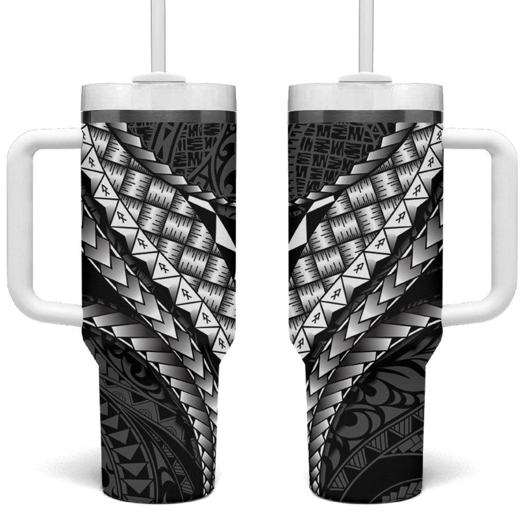 Hawaii Lauhala Tattoo Tumbler With Handle Hawaiian Hala Leaf Weaving LT14 One Size: 40 oz Black - Polynesian Pride