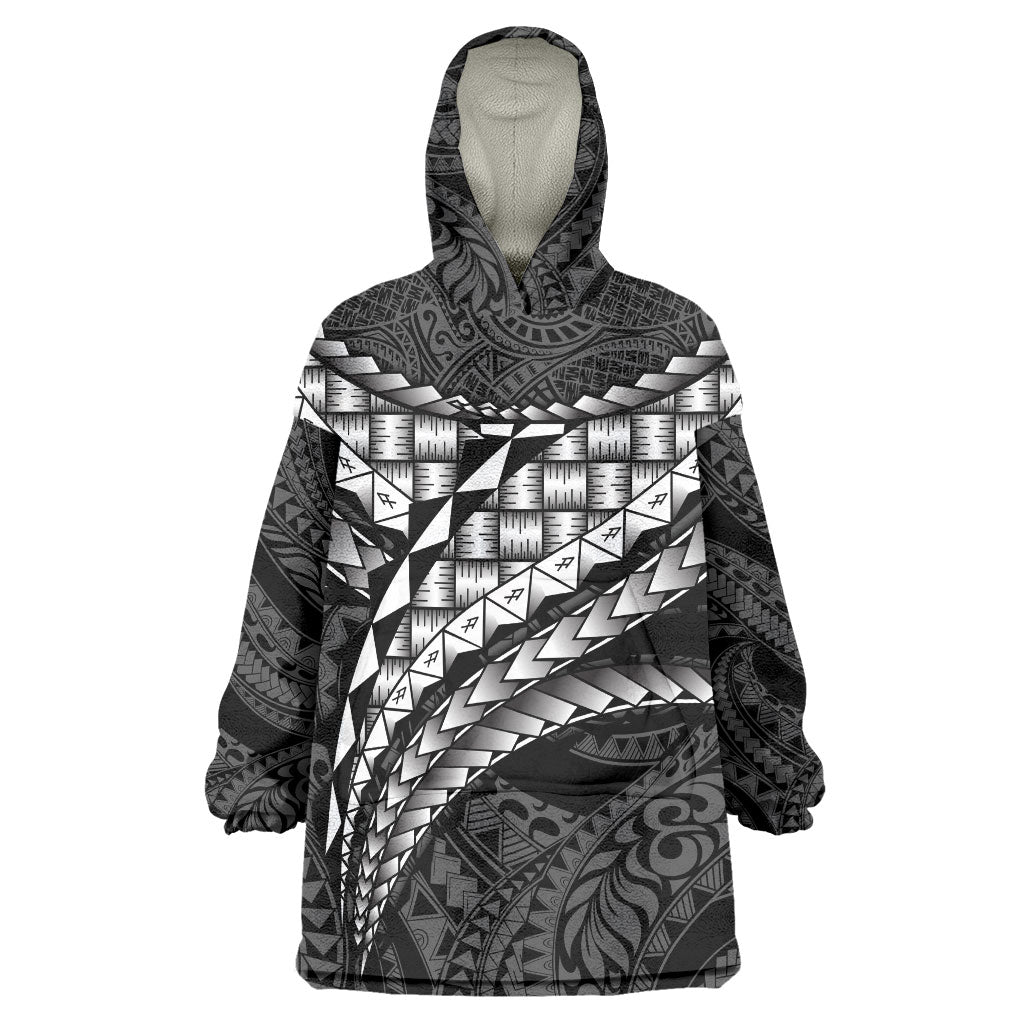 Hawaii Lauhala Tattoo Wearable Blanket Hoodie Hawaiian Hala Leaf Weaving LT14 One Size Black - Polynesian Pride