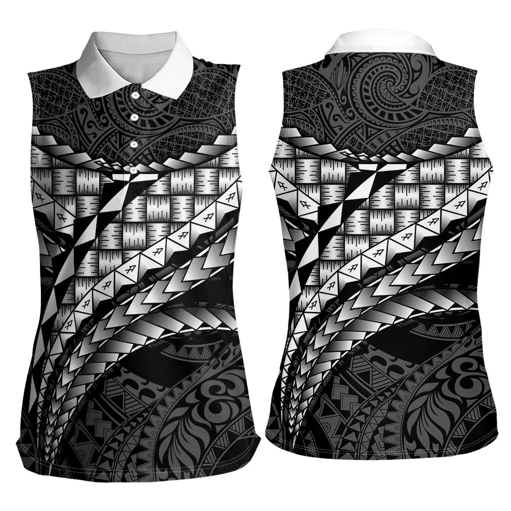 Hawaii Lauhala Tattoo Women Sleeveless Polo Shirt Hawaiian Hala Leaf Weaving