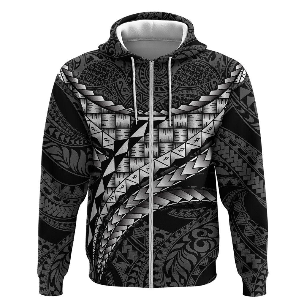 Hawaii Lauhala Tattoo Zip Hoodie Hawaiian Hala Leaf Weaving LT14 Zip Hoodie Black - Polynesian Pride