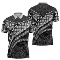 Hawaii Lauhala Tattoo Zipper Polo Shirt Hawaiian Hala Leaf Weaving