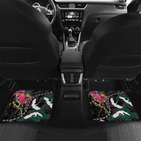 Hawaiian and Japanese Culture Car Mats Crane Sakura Hibiscus Tropical Vibes