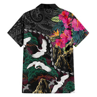 Hawaiian and Japanese Culture Family Matching Mermaid Dress and Hawaiian Shirt Crane Sakura Hibiscus Tropical Vibes LT14 - Polynesian Pride