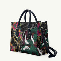 Hawaiian and Japanese Culture Leather Bag Crane Sakura Hibiscus Tropical Vibes