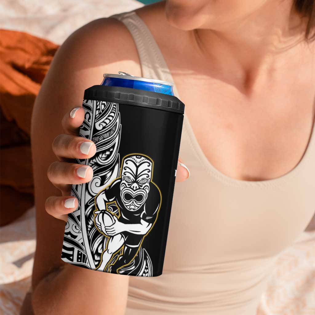 New Zealand Silver Fern Rugby 4 in 1 Can Cooler Tumbler All Black Maori Version Black LT14 - Polynesian Pride