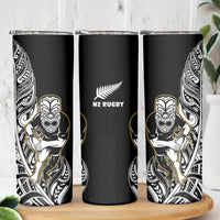 New Zealand Silver Fern Rugby Skinny Tumbler All Black Maori Version Black LT14 - Polynesian Pride