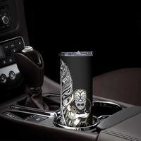 New Zealand Silver Fern Rugby Skinny Tumbler All Black Maori Version Black LT14 - Polynesian Pride