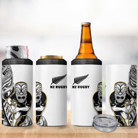 New Zealand Silver Fern Rugby 4 in 1 Can Cooler Tumbler All Black Maori Version White LT14 - Polynesian Pride