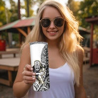 New Zealand Silver Fern Rugby Skinny Tumbler All Black Maori Version White LT14 - Polynesian Pride