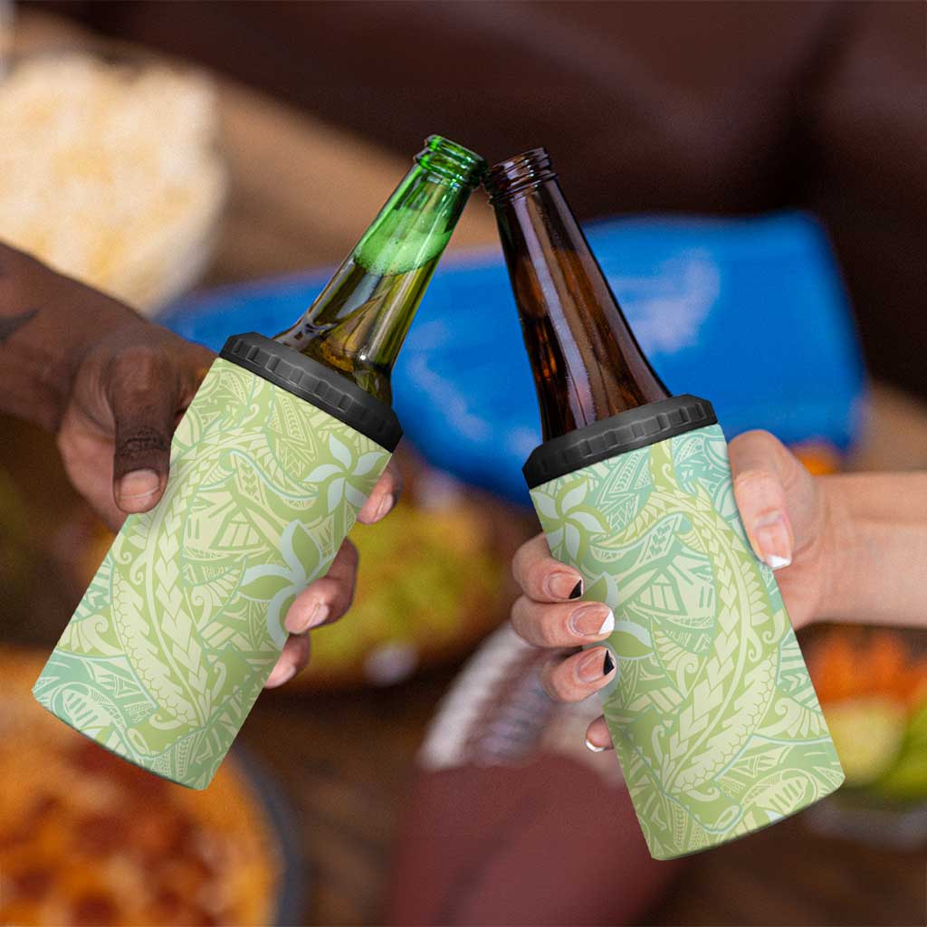 Baby Green Gradient Polynesia 4 in 1 Can Cooler Tumbler Hawaiian Tribal Hammerhead Shark Tattoo