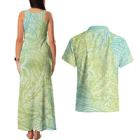 Baby Green Gradient Polynesia Couples Matching Tank Maxi Dress and Hawaiian Shirt Hawaiian Tribal Hammerhead Shark Tattoo LT14 - Polynesian Pride