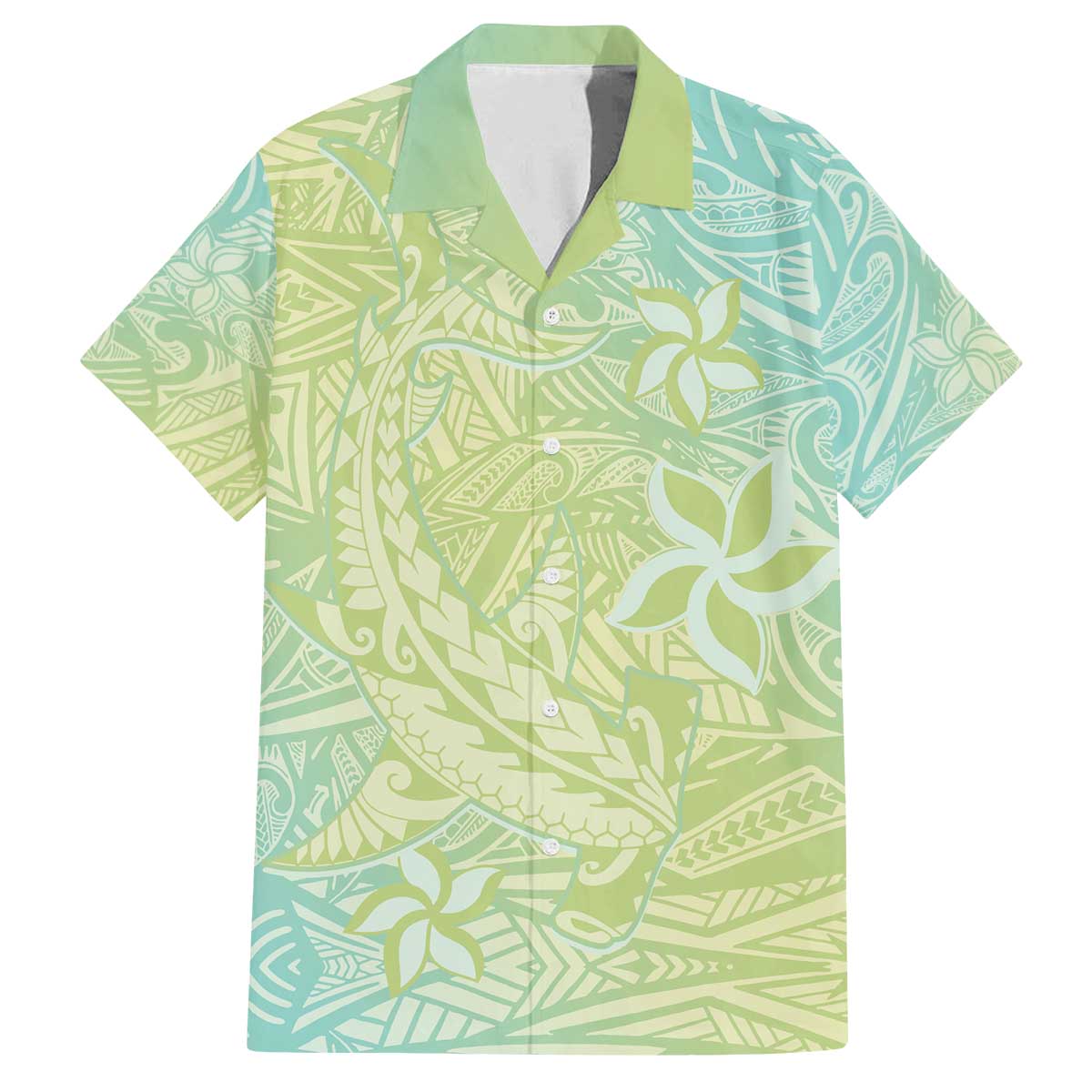 Baby Green Gradient Polynesia Family Matching Off The Shoulder Long Sleeve Dress and Hawaiian Shirt Hawaiian Tribal Hammerhead Shark Tattoo LT14 Dad's Shirt - Short Sleeve Baby Green - Polynesian Pride