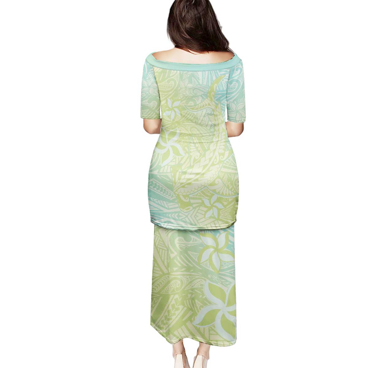 Baby Green Gradient Polynesia Family Matching Puletasi and Hawaiian Shirt Hawaiian Tribal Hammerhead Shark Tattoo LT14 - Polynesian Pride