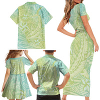 Baby Green Gradient Polynesia Family Matching Short Sleeve Bodycon Dress and Hawaiian Shirt Hawaiian Tribal Hammerhead Shark Tattoo LT14 - Polynesian Pride