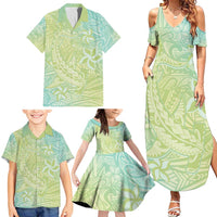 Baby Green Gradient Polynesia Family Matching Summer Maxi Dress and Hawaiian Shirt Hawaiian Tribal Hammerhead Shark Tattoo LT14 - Polynesian Pride