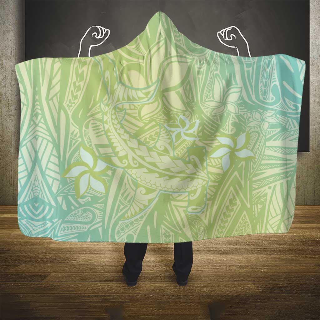 Baby Green Gradient Polynesia Hooded Blanket Hawaiian Tribal Hammerhead Shark Tattoo LT14 - Polynesian Pride