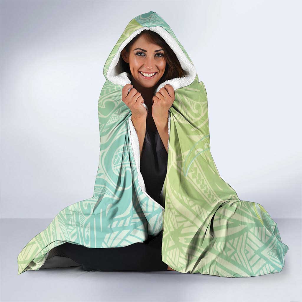Baby Green Gradient Polynesia Hooded Blanket Hawaiian Tribal Hammerhead Shark Tattoo LT14 - Polynesian Pride