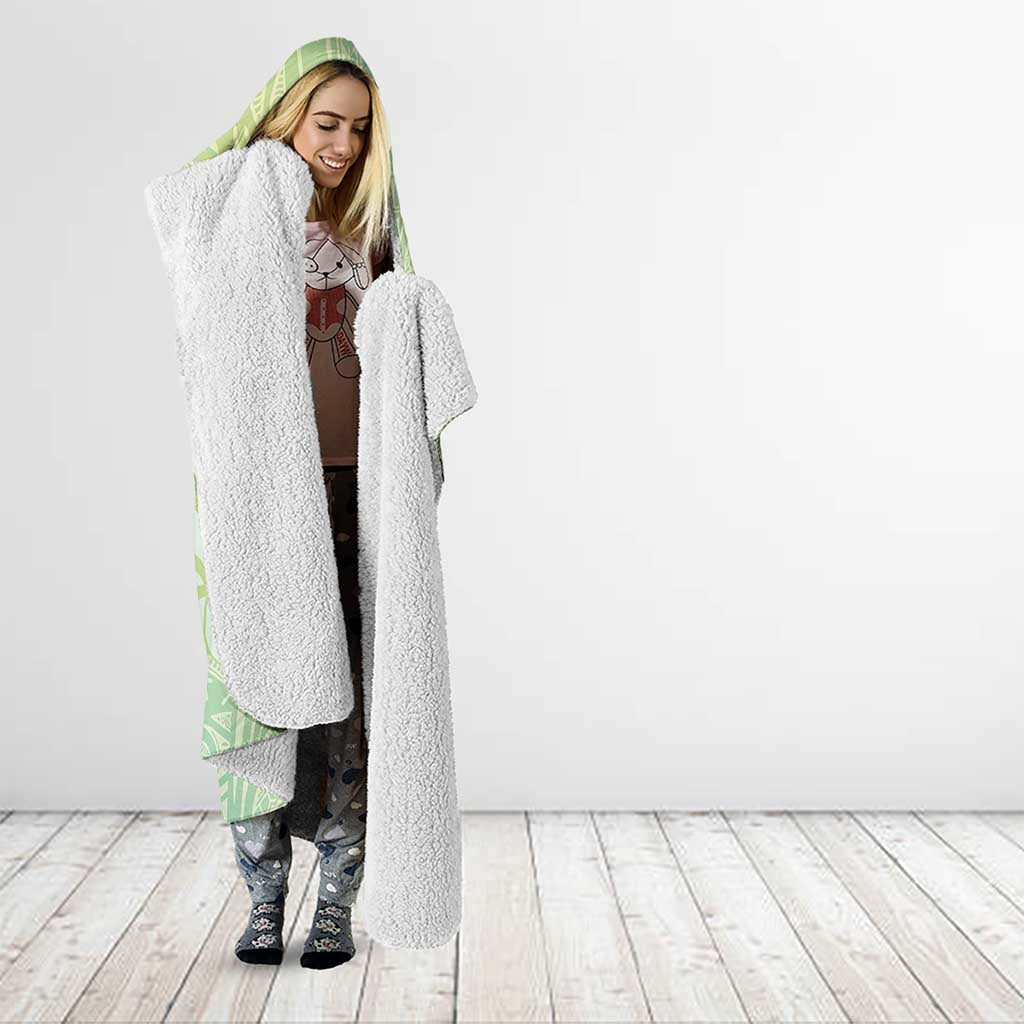 Baby Green Gradient Polynesia Hooded Blanket Hawaiian Tribal Hammerhead Shark Tattoo LT14 - Polynesian Pride