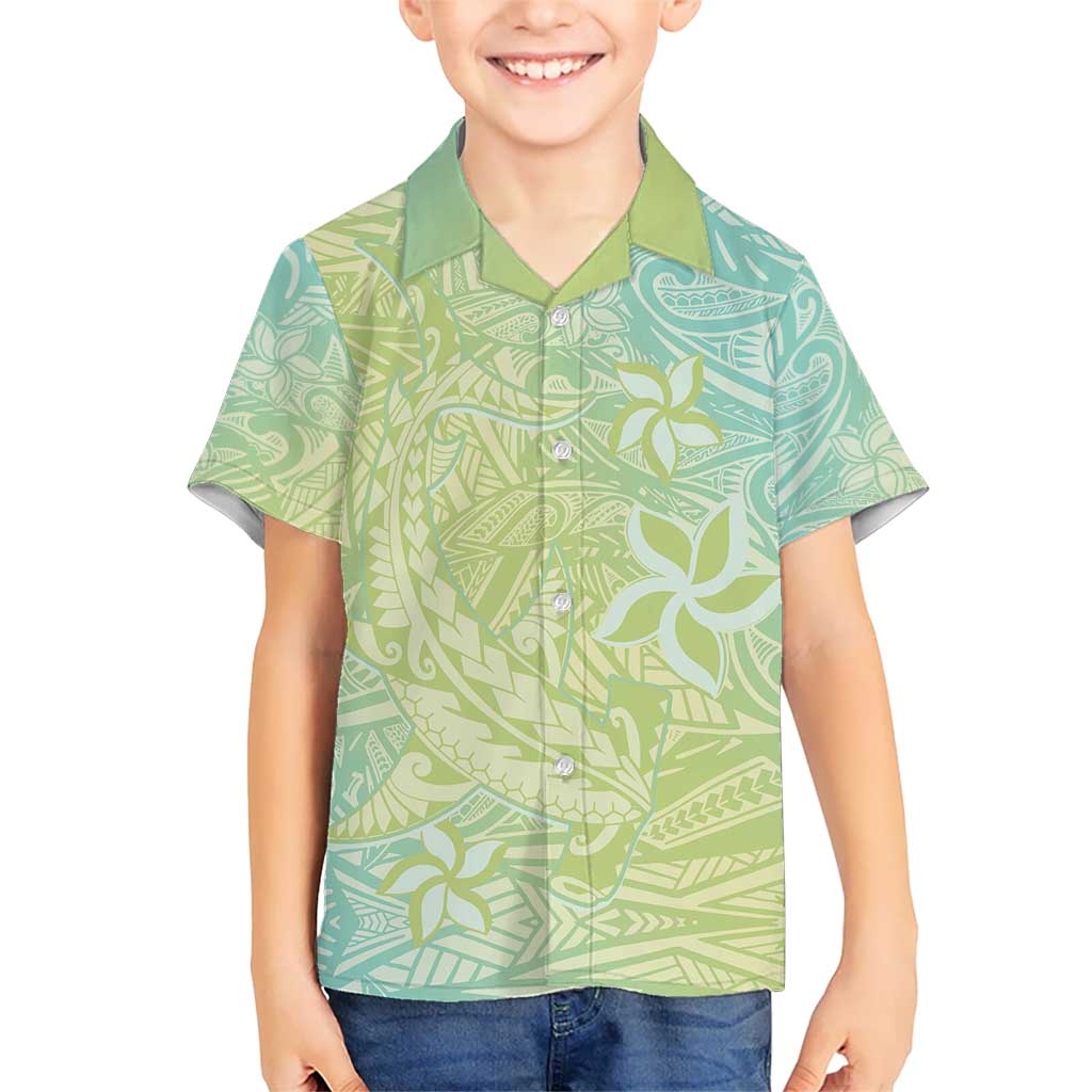 Baby Green Gradient Polynesia Kid Hawaiian Shirt Hawaiian Tribal Hammerhead Shark Tattoo LT14 Kid Baby Green - Polynesian Pride