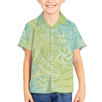 Baby Green Gradient Polynesia Kid Hawaiian Shirt Hawaiian Tribal Hammerhead Shark Tattoo LT14 Kid Baby Green - Polynesian Pride