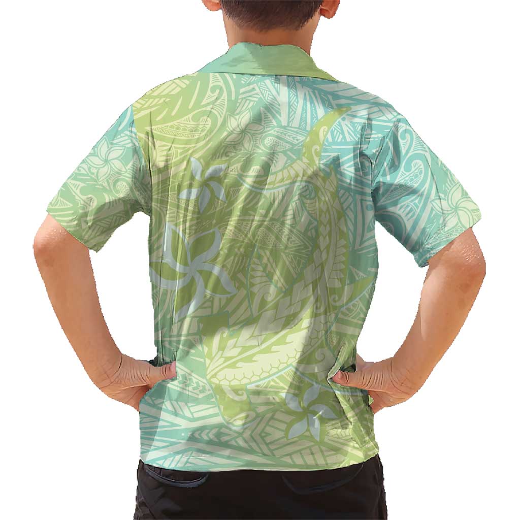 Baby Green Gradient Polynesia Kid Hawaiian Shirt Hawaiian Tribal Hammerhead Shark Tattoo LT14 - Polynesian Pride