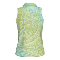 Baby Green Gradient Polynesia Women Sleeveless Polo Shirt Hawaiian Tribal Hammerhead Shark Tattoo LT14 - Polynesian Pride