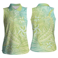 Baby Green Gradient Polynesia Women Sleeveless Polo Shirt Hawaiian Tribal Hammerhead Shark Tattoo LT14 - Polynesian Pride