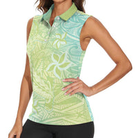 Baby Green Gradient Polynesia Women Sleeveless Polo Shirt Hawaiian Tribal Hammerhead Shark Tattoo LT14 - Polynesian Pride