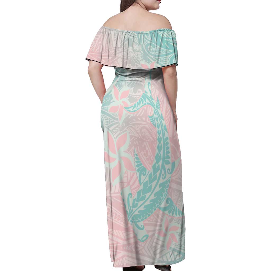 Baby Pink Gradient Polynesia Family Matching Off Shoulder Maxi Dress and Hawaiian Shirt Hawaiian Tribal Hammerhead Shark Tattoo LT14 - Polynesian Pride