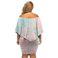 Baby Pink Gradient Polynesia Family Matching Off Shoulder Short Dress and Hawaiian Shirt Hawaiian Tribal Hammerhead Shark Tattoo LT14 - Polynesian Pride