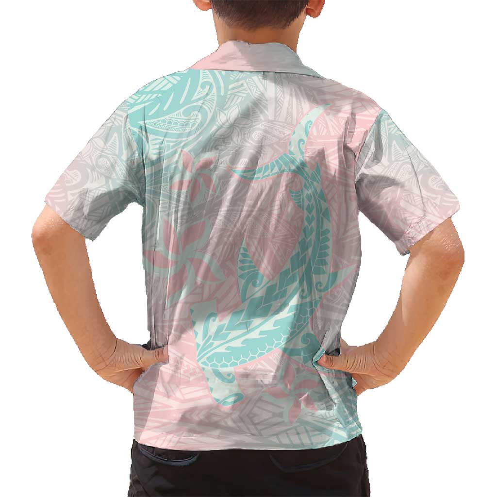 Baby Pink Gradient Polynesia Family Matching Tank Maxi Dress and Hawaiian Shirt Hawaiian Tribal Hammerhead Shark Tattoo LT14 - Polynesian Pride