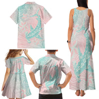 Baby Pink Gradient Polynesia Family Matching Tank Maxi Dress and Hawaiian Shirt Hawaiian Tribal Hammerhead Shark Tattoo LT14 - Polynesian Pride